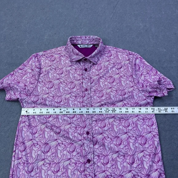 Black Clover Polo Shirt Mens Medium Pink Geometric Golf Tennis Performance Prep - Picture 4 of 9